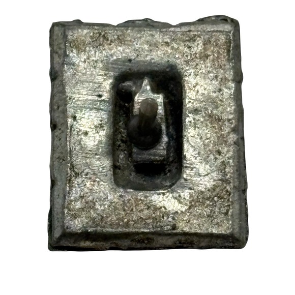 Vintage Pot Metal Tie Tack Pin Lapel Rhinestone Rectangle Art Deco Silver Tone - Picture 8 of 11